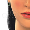 Juego de Arete y Dije de Adulto 10.175.0080.1 Plata Rodinada, con Zirconia Cubica Verde y Micro Pave Blanca, Pulido, Rodinado
