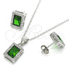 Juego de Arete y Dije de Adulto 10.175.0080.1 Plata Rodinada, con Zirconia Cubica Verde y Micro Pave Blanca, Pulido, Rodinado