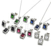 Juego de Arete y Dije de Adulto 10.175.0080.1 Plata Rodinada, con Zirconia Cubica Verde y Micro Pave Blanca, Pulido, Rodinado