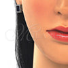Juego de Arete y Dije de Adulto 10.175.0080.2 Plata Rodinada, con Zirconia Cubica Zafiro Azul y Micro Pave Blanca, Pulido, Rodinado
