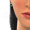 Juego de Arete y Dije de Adulto 10.175.0081.1 Plata Rodinada, Diseño de Corazón, con Zirconia Cubica Verde y Micro Pave Blanca, Pulido, Rodinado
