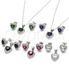 Juego de Arete y Dije de Adulto 10.175.0081.1 Plata Rodinada, Diseño de Corazón, con Zirconia Cubica Verde y Micro Pave Blanca, Pulido, Rodinado