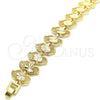 Pulsera Elegante 03.100.0059.07 Oro Laminado, Diamantado, Tono Dorado (Grosor 17.3 MM, 7 Pulgadas de Largo)