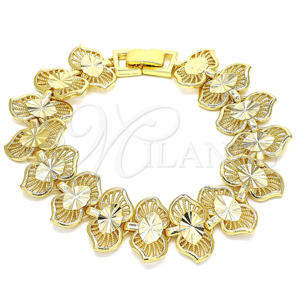 Pulsera Elegante 03.100.0059.07 Oro Laminado, Diamantado, Tono Dorado (Grosor 17.3 MM, 7 Pulgadas de Largo)