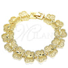 Pulsera Elegante 03.100.0060.08 Oro Laminado, Diseño de Mariposa, Diamantado, Tono Dorado (Grosor 14.8 MM, 8 Pulgadas de Largo)