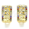 Argolla Huggie 02.210.0156.3.20 Oro Laminado, Diseño de Elefante, con Multicolor Micro Pave, Pulido, Tono Dorado