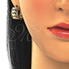 Juego de Arete y Dije de Adulto 10.210.0113.3 Oro Laminado, Diseño de Elefante, con Multicolor Micro Pave, Pulido, Tono Dorado