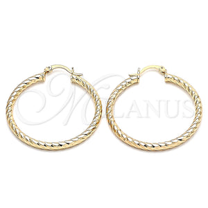 Argolla Mediana 02.213.0155.40 Oro Laminado, Diseño de Hueco, Diamantado, Tono Dorado