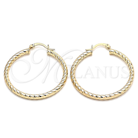 Argolla Mediana 02.213.0155.40 Oro Laminado, Diseño de Hueco, Diamantado, Tono Dorado