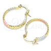 Argolla Pequeña 02.96.0086.2.20 Oro Laminado, Diamantado, Tres Tonos