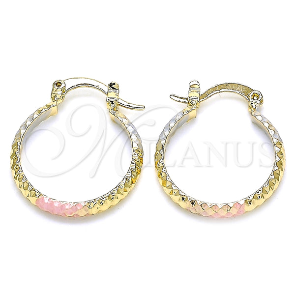 Argolla Pequeña 02.96.0086.2.20 Oro Laminado, Diamantado, Tres Tonos