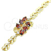 Pulsera Elegante 03.210.0128.07 Oro Laminado, Diseño de Gota y Oja, con Granate and Blanca Zirconia Cubica, Pulido, Tono Dorado (07 MM Thickness, 7 Inches Length)