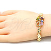 Pulsera Elegante 03.210.0128.2.07 Oro Laminado, Diseño de Gota y Oja, con Multicolor Zirconia Cubica, Pulido, Tono Dorado (07 MM Thickness, 7 Inches Length)
