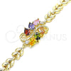 Pulsera Elegante 03.210.0128.2.07 Oro Laminado, Diseño de Gota y Oja, con Multicolor Zirconia Cubica, Pulido, Tono Dorado (07 MM Thickness, 7 Inches Length)