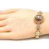 Pulsera Elegante 03.210.0129.2.08 Oro Laminado, Diseño de Flor y Oja, con Multicolor Zirconia Cubica, Pulido, Tono Dorado (07 MM Thickness, 8 Inches Length)