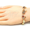 Pulsera Elegante 03.210.0131.08 Oro Laminado, Diseño de Pavo Real y Cisne, con Granate and Blanca Zirconia Cubica, Pulido, Tono Dorado (07 MM Thickness, 8 Inches Length)