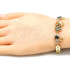 Pulsera Elegante 03.210.0131.1.08 Oro Laminado, Diseño de Pavo Real y Cisne, con Negro and Blanca Zirconia Cubica, Pulido, Tono Dorado (07 MM Thickness, 8 Inches Length)