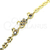 Pulsera Elegante 03.210.0131.1.08 Oro Laminado, Diseño de Pavo Real y Cisne, con Negro and Blanca Zirconia Cubica, Pulido, Tono Dorado (07 MM Thickness, 8 Inches Length)
