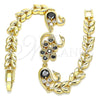 Pulsera Elegante 03.210.0131.1.08 Oro Laminado, Diseño de Pavo Real y Cisne, con Negro and Blanca Zirconia Cubica, Pulido, Tono Dorado (07 MM Thickness, 8 Inches Length)