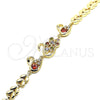 Pulsera Elegante 03.210.0131.2.08 Oro Laminado, Diseño de Pavo Real y Cisne, con Multicolor Zirconia Cubica, Pulido, Tono Dorado (07 MM Thickness, 8 Inches Length)
