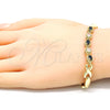 Pulsera Elegante 03.210.0132.2.07 Oro Laminado, Diseño de Besos y Abrazos, con Negro and Blanca Zirconia Cubica, Pulido, Tono Dorado (07 MM Thickness, 8 Inches Length)
