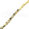 Pulsera Elegante 03.210.0132.2.07 Oro Laminado, Diseño de Besos y Abrazos, con Negro and Blanca Zirconia Cubica, Pulido, Tono Dorado (07 MM Thickness, 8 Inches Length)