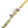 Pulsera Elegante 03.210.0134.2.07 Oro Laminado, Diseño de Mariposa y Oja, con Multicolor Zirconia Cubica, Pulido, Tono Dorado (7 Inches Length)