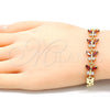 Pulsera Elegante 03.210.0135.08 Oro Laminado, Diseño de Mariposa y Oja, con Granate and Blanca Zirconia Cubica, Pulido, Tono Dorado (07 MM Thickness, 8 Inches Length)