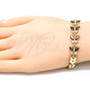 Pulsera Elegante 03.210.0135.1.08 Oro Laminado, Diseño de Mariposa y Oja, con Negro and Blanca Zirconia Cubica, Pulido, Tono Dorado (07 MM Thickness, 8 Inches Length)