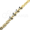 Pulsera Elegante 03.210.0135.1.08 Oro Laminado, Diseño de Mariposa y Oja, con Negro and Blanca Zirconia Cubica, Pulido, Tono Dorado (07 MM Thickness, 8 Inches Length)
