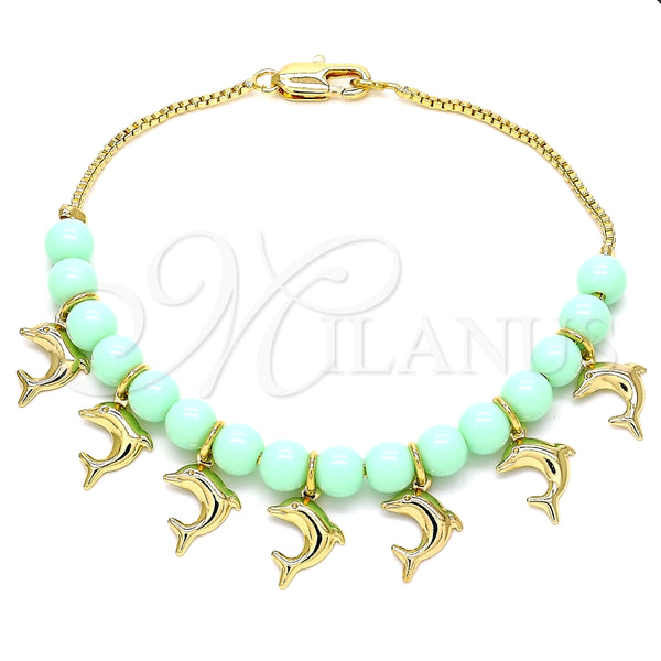Pulsera de Dije 03.63.2096.07 Oro Laminado, Diseño de Delfín, Pulido, Tono Dorado (01 MM Thickness, 7 Inches Length)