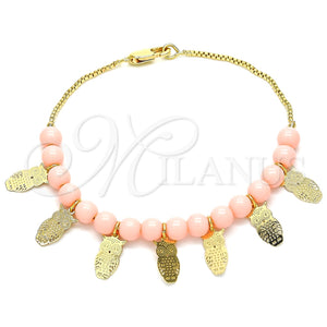 Pulsera Elegante 03.63.2099.07 Oro Laminado, Diseño de Búho, Pulido, Tono Dorado (01 MM Thickness, 7 Inches Length)