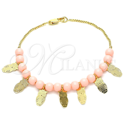 Pulsera Elegante 03.63.2099.07 Oro Laminado, Diseño de Búho, Pulido, Tono Dorado (01 MM Thickness, 7 Inches Length)