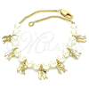 Pulsera de Dije 03.63.2101.07 Oro Laminado, Diseño de Niñito Pequeño y Niñita Pequeña, Pulido, Tono Dorado (01 MM Thickness, 7 Inches Length)
