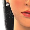 Juego de Arete y Dije de Adulto 10.286.0029 Plata Rodinada, con Zirconia Cubica Granate y Blanca, Pulido, Rodinado