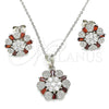 Juego de Arete y Dije de Adulto 10.286.0029 Plata Rodinada, con Zirconia Cubica Granate y Blanca, Pulido, Rodinado