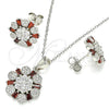 Juego de Arete y Dije de Adulto 10.286.0029 Plata Rodinada, con Zirconia Cubica Granate y Blanca, Pulido, Rodinado