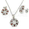 Juego de Arete y Dije de Adulto 10.286.0029 Plata Rodinada, con Zirconia Cubica Granate y Blanca, Pulido, Rodinado