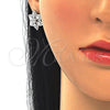 Juego de Arete y Dije de Adulto 10.286.0033 Plata Rodinada, Diseño de Flor, con Zirconia Cubica Blanca y Micro Pave Blanca, Pulido, Rodinado
