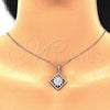 Juego de Arete y Dije de Adulto 10.286.0032 Oro Laminado, Diseño de Flor, con Blanca Zirconia Cubica and Blanca Cristal, Pulido, Tono Dorado