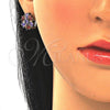 Juego de Arete y Dije de Adulto 10.286.0035 Plata Rodinada, Diseño de Flor, con Zirconia Cubica Multicolor, Pulido, Rodinado