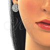Juego de Arete y Dije de Adulto 10.286.0036 Plata Rodinada, Diseño de Flor, con Zirconia Cubica Blanca y Micro Pave Blanca, Pulido, Rodinado