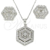 Juego de Arete y Dije de Adulto 10.286.0038 Plata Rodinada, con Zirconia Cubica Blanca y Micro Pave Blanca, Pulido, Rodinado