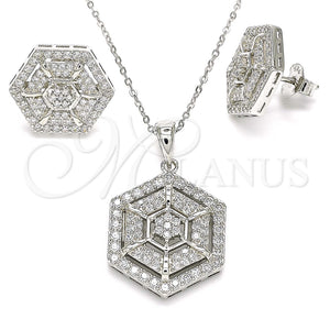 Juego de Arete y Dije de Adulto 10.286.0038 Plata Rodinada, con Zirconia Cubica Blanca y Micro Pave Blanca, Pulido, Rodinado