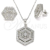 Juego de Arete y Dije de Adulto 10.286.0038 Plata Rodinada, con Zirconia Cubica Blanca y Micro Pave Blanca, Pulido, Rodinado