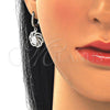 Juego de Arete y Dije de Adulto 10.286.0043 Plata Rodinada, Diseño de Flor, con Zirconia Cubica Blanca y Cristal Blanca, Pulido, Rodinado
