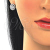 Juego de Arete y Dije de Adulto 10.286.0044 Plata Rodinada, Diseño de Flor, con Zirconia Cubica Blanca y Cristal Blanca, Pulido, Rodinado