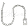 Pulsera Elegante 03.286.0001.08 Plata Rodinada, con Zirconia Cubica Blanca, Pulido, Rodinado (Grosor 04 MM, 8 Pulgadas de Largo)