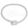Pulsera Elegante 03.286.0001.08 Plata Rodinada, con Zirconia Cubica Blanca, Pulido, Rodinado (Grosor 04 MM, 8 Pulgadas de Largo)