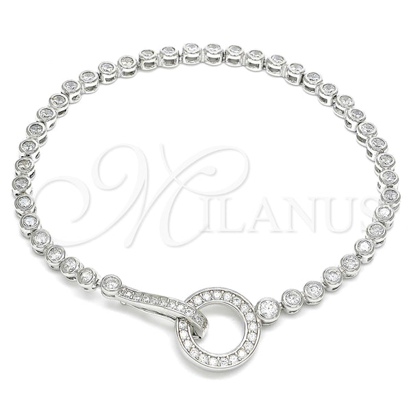 Pulsera Elegante 03.286.0002.08 Plata Rodinada, con Zirconia Cubica Blanca, Pulido, Rodinado (Grosor 04 MM, 8 Pulgadas de Largo)